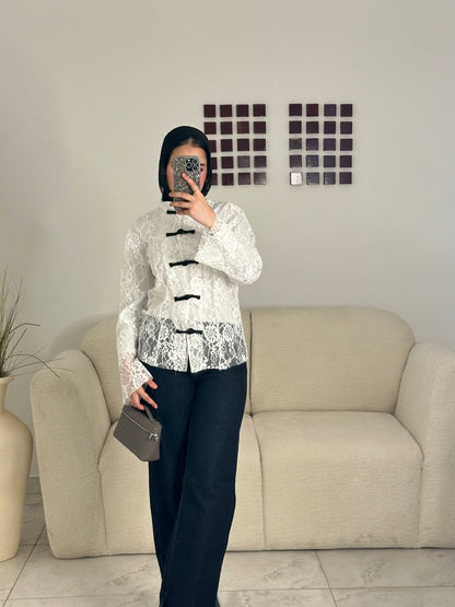 LACE DETAIL SHEER BLOUSE ✨